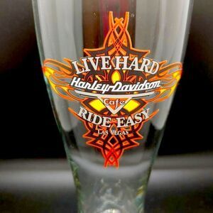 Harley Davidson Cafe Las Vegas -  Live Hard Ride Easy 22oz Pilsner Beer Glass